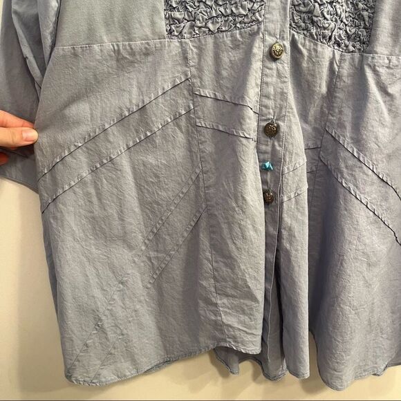 Parsley & Sage Button Down Vintage Button Down Blouse Top Mixed Metal Buttons - Picture 7 of 13